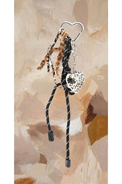 Home Leopar Gümüş Kalp Çanta Charmı