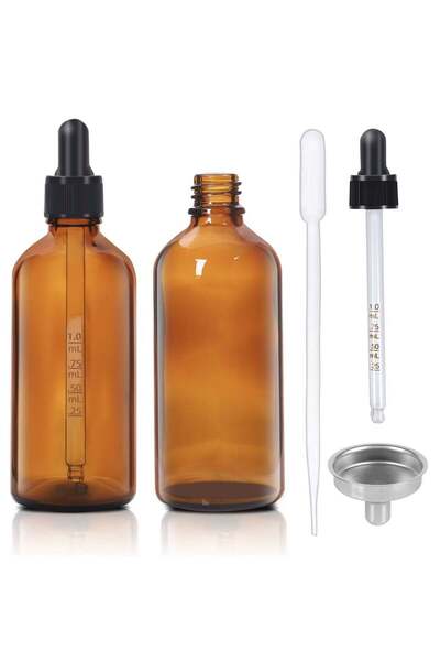 Generic 2Pack 4oz Amber Glass Dropper Bottles with Measurement Markings – Ref...