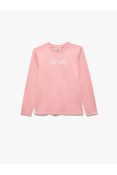 Koton Βαμβακερό μακρυμάνικο T-shirt με λαιμόκοψη