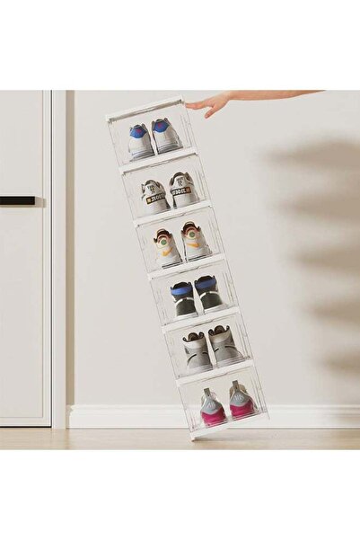 Generic Pack of 6 Sturdy Clear Shoe Storage Organizer, Stackable Boxes for Cl...