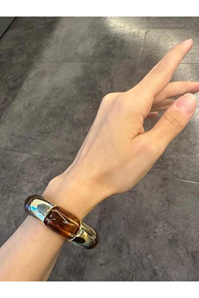 Zet Shine Kemik kahve gold lastikli bileklik