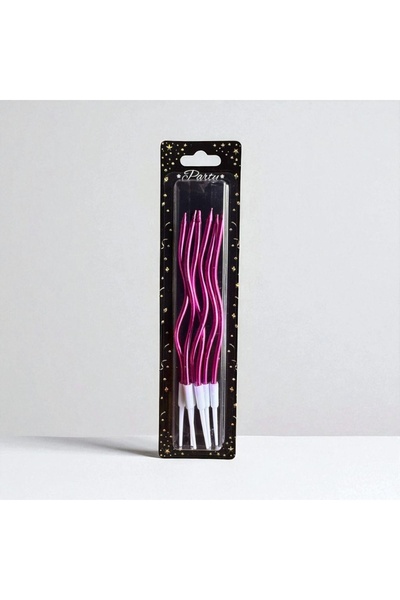 PARTİSERÜVENİ BURGULU UZUN MUM (spiral) FUŞYA RENK PK 6 LI