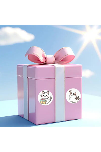 hdcw 500 ADET 2.5cm RULO YAPIŞKANLI SEVİMLİ KEDİLER TASARIMLI STICKER ETİKET PAKETLEME