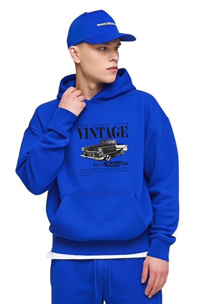 DM DOLCE MORE سترة رياضية مطبوعة بتصميم عتيق من القطن الممشط بثلاث خيوط