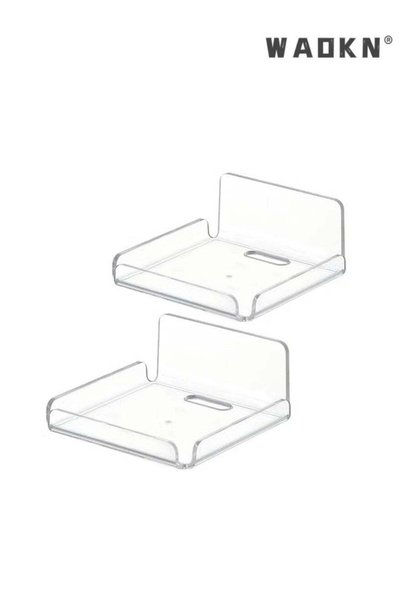 Generic 2 PCS Clear Floating Small Wall Shelves, Mini Wall Mounted Hanging Di...