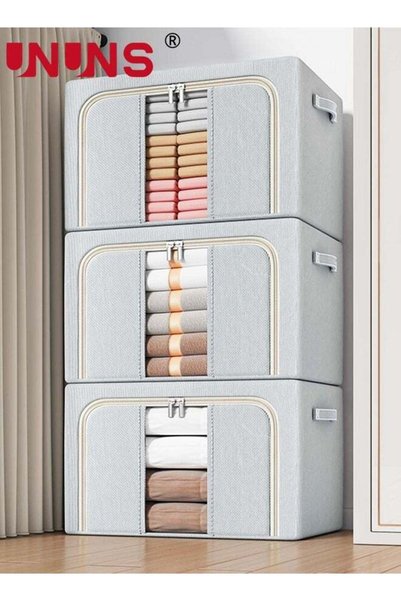 Generic Foldable Clothes Box,3-Piece Cotton Linen Wardrobe Storage Bag Set Wi...