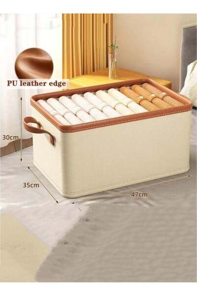 Generic 1-Piece Foldable Storage Basket Clothes Storage Box Non-Woven/PU Leat...