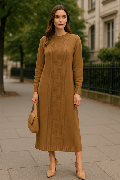 semela New Season Self-Pattern Knit Dress
