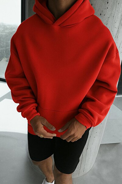 E-ROMA Hanorac unisex cu glugă din bumbac pieptănat cu 3 fire