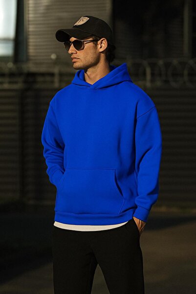 E-ROMA سترة رياضية بقلنسوة للجنسين مصنوعة من القطن الممشط بثلاث خيوط