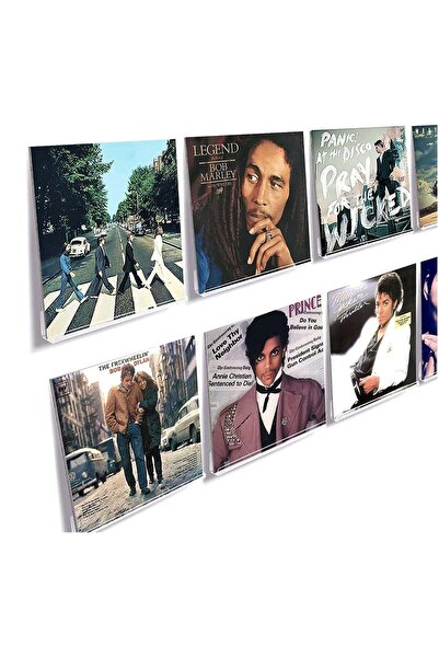 Generic 8 PCS Vinyl Display Record Wall Mount Shelf, Acrylic Clear Record Hol...