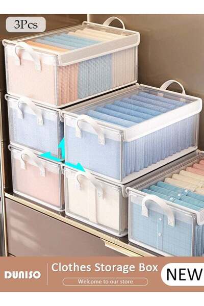 Generic 3PCS Clothes Storage Box, Stackable Wardrobe Clothes Organizer, Folda...