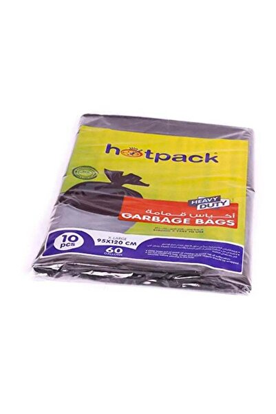 Generic Hotpack 10-Piece Heavy Duty Garbage Bags X-Large 60 Gallon Black 95x120cm