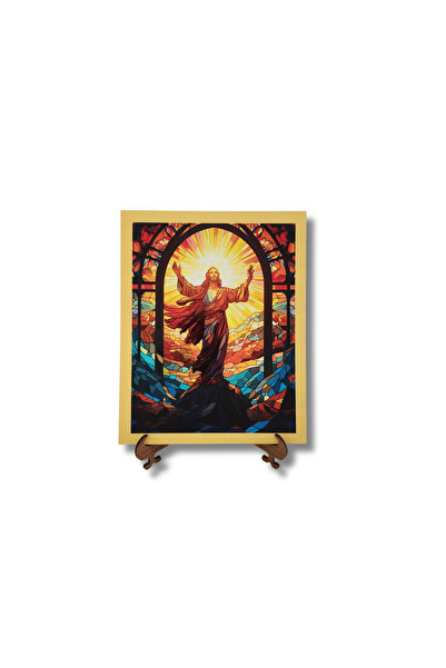 Hedea İsa Diriliş Vitray Ahşap Dekor