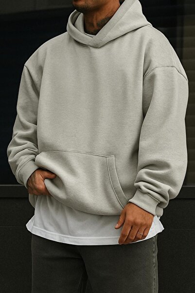 BENROMA سترة رياضية بقلنسوة للجنسين مصنوعة من القطن الممشط بثلاث خيوط