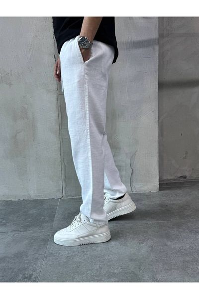 XPUPPETWEAR White Relaks Fit Relaxed Cut Linen Trousers