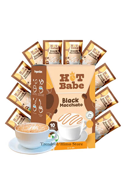 Hot babe قهوة ماكياتو سوداء - مشروب لتعزيز الطاقة ودعم الصحة - مع حليب اللوز ...