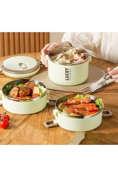 ÇEÇEN HOME 2-Piece Large Capacity Stainless Steel Food Thermos Set, Steel Sefer Bowl for School, Camping, Work (14X5 cm)
