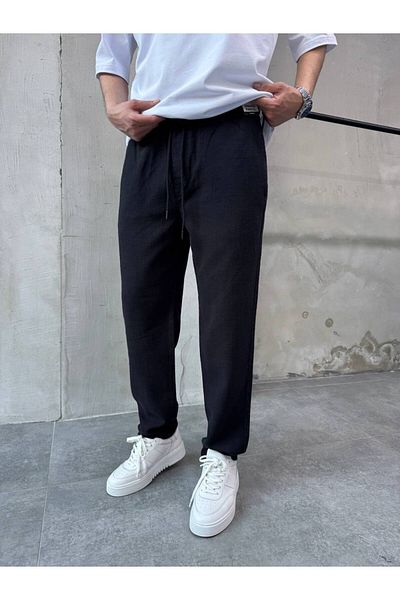 XPUPPETWEAR Black Relaks Fit Relaxed Cut Linen Trousers