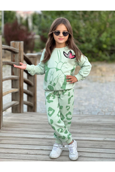 KGN GİYİM Girls' Clothing Winter Bottom Top Tracksuit Set