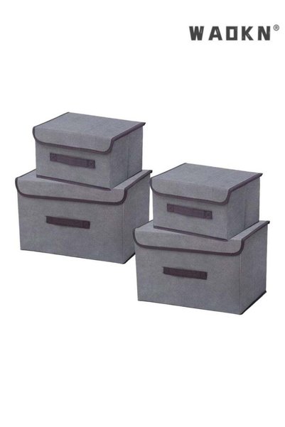 Generic 4Pack Fabric Storage Bins with Lid,Foldable Closet Storage Boxes for ...