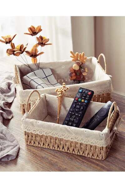 Generic Set of 2 Eco-Friendly Handwoven Storage Baskets with Handles – Durabl...