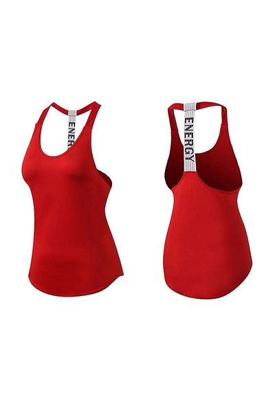 FITINT Energy Women's Long Sports Tank Top - Red