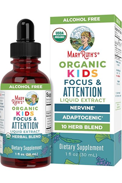 Maryruth's مكمل غذائي لدعم التركيز للأطفال من ماري روث أورجانيكس، 1 أونصة سائلة
