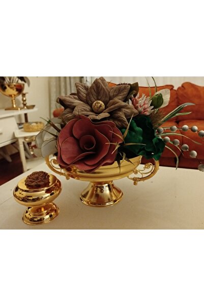 Hatem dekor flower Gold vazoda Yapay çiçek aranjman lateks