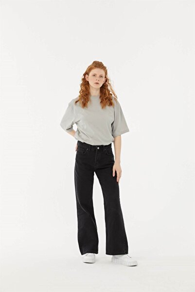 kleshus جينز نسائي واسع عالي بالازو