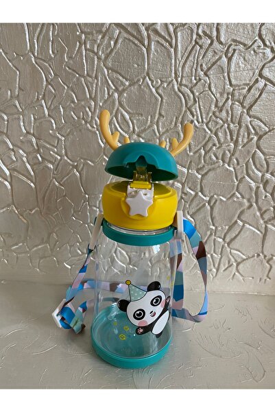 PABLITO HOME Deer Model Turquoise Transparent Flask with Straw 600 ml