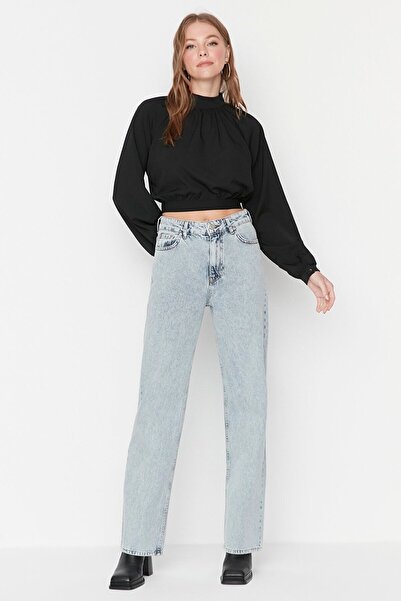 kleshus Γυναικείο τζιν παντελόνι με ψηλόμεσο φαρδύ πόδι Palazzo Jeans