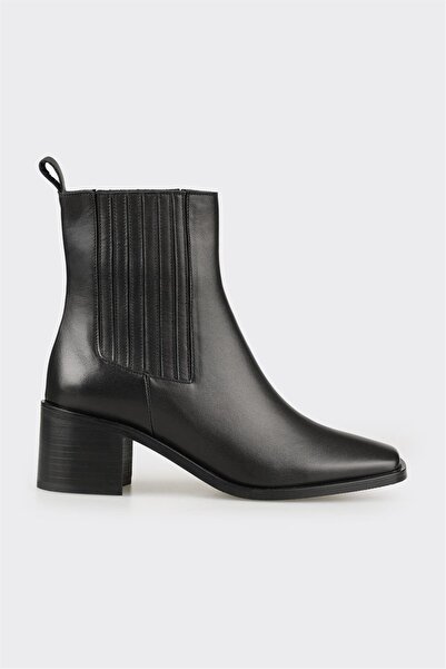 Elle Shoes Siyah Deri Kadın Klasik Bot
