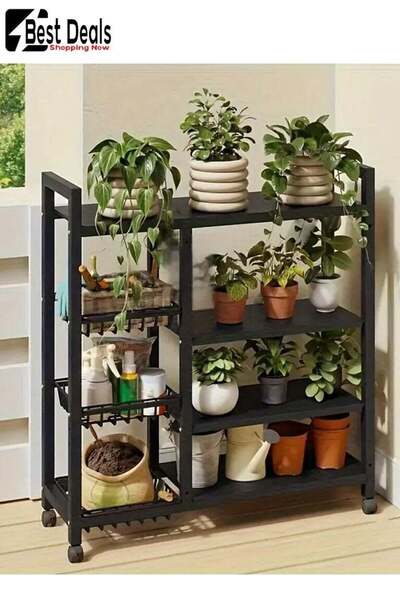 Generic أفضل عروض رفوف المطبخ متعددة الوظائف، سلال شبكية ثلاثية، أقسام تخزين رباعية الطبقات، قابلة للتهوية، U