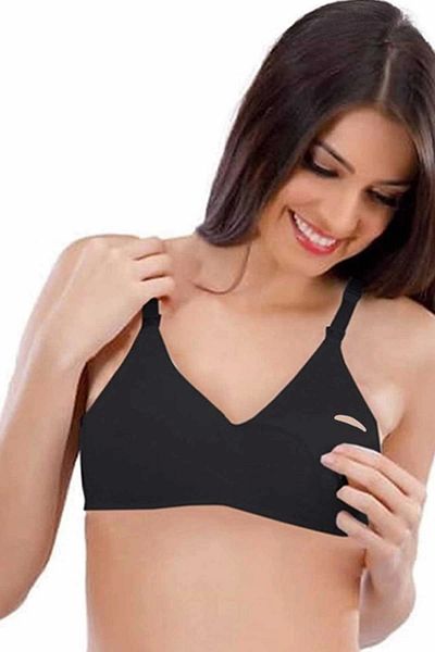 No8 Home Combed Cotton Nursing Bra Black