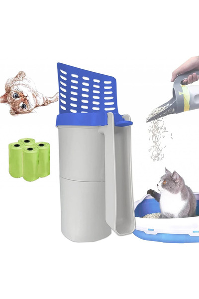 OEM Cat litter scoop and 120 filler bags, 29.9 x 10.6 x 9 cm, plastic, blue