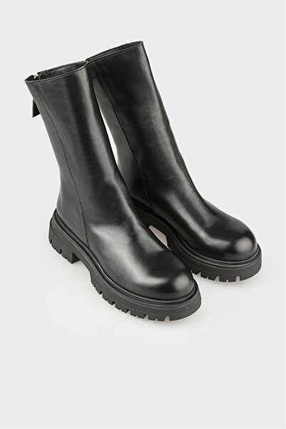 Elle Shoes Siyah Deri Kadın Günlük Bot