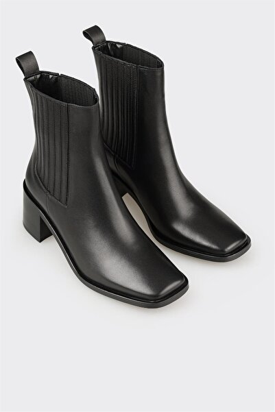 Elle Shoes Siyah Deri Kadın Klasik Bot