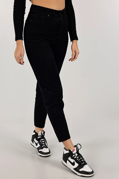 kleshus بنطلون جينز نسائي من Mila أسود غير قابل للبهتان بخصر عالٍ للغاية ومري...