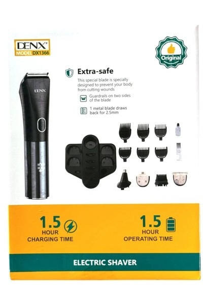 Denx ELECTRIC HAIR TRIMMER 7IN1 LED DISPLAY DX1366 600MAH 1.5 H OPERATING TIME