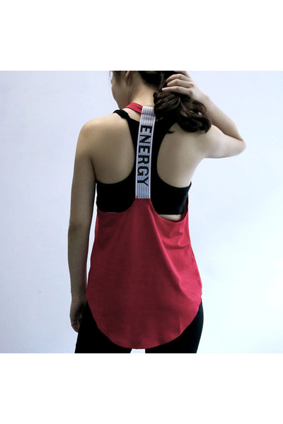FITINT Energy Women's Long Sports Tank Top - Red