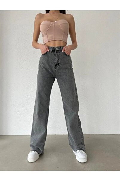 kleshus بنطلون جينز Palazzo من Kles Salaş ذو خصر عالي للغاية من الليكرا وواسع...