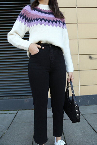 kleshus Phoebe Μαύρο ψηλόμεσο Mom Jeans Boyfriend