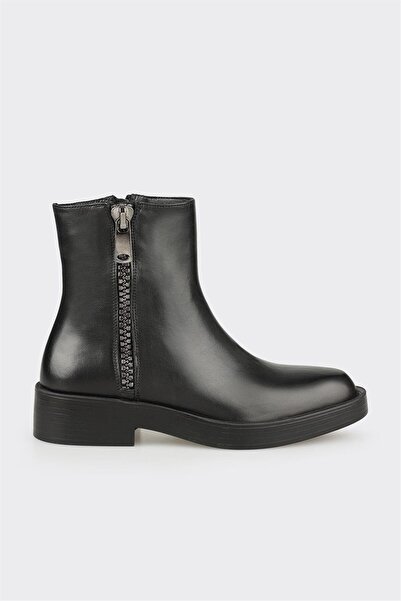 Elle Shoes Siyah Deri Kadın Günlük Bot