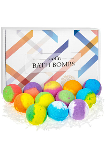 FizioTab Σετ 12 αφρωδών μπαλών μπάνιου, Scotin Bath Bombs, για ενήλικες και π...
