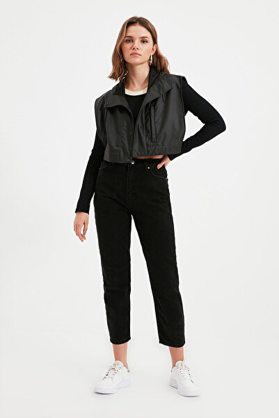 kleshus حذاء نسائي من Mila Black Colorfast Mom Jean بخصر عالٍ من الليكرا