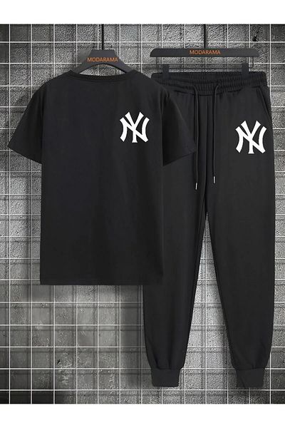 Eşofmania Men's Summer Bottom Top Printed Sweatpants T-Shirt Set