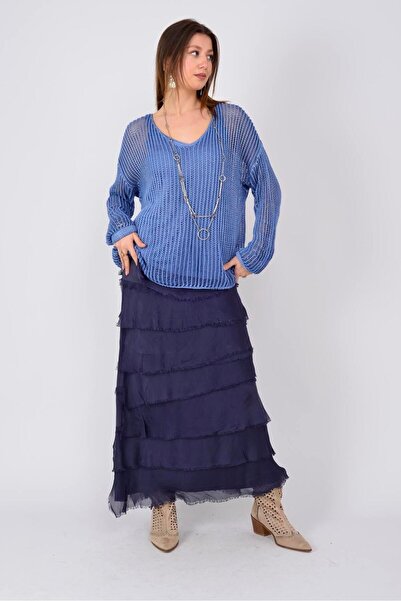 EREN STYLE Italian 2 Size Slimming Layered Silk Skirt & Strapless Dress