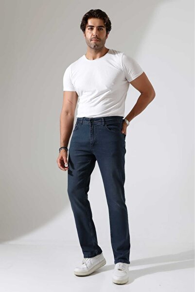 OwenLife Moda Serhan Klasik Kesim Petrol Likralı Erkek kot pantolon Jeans