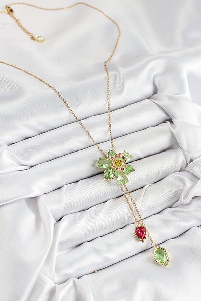 Kanonik Education Vip Brass Zircon Stone Flower Model Gold Color Elevator Women's Necklace